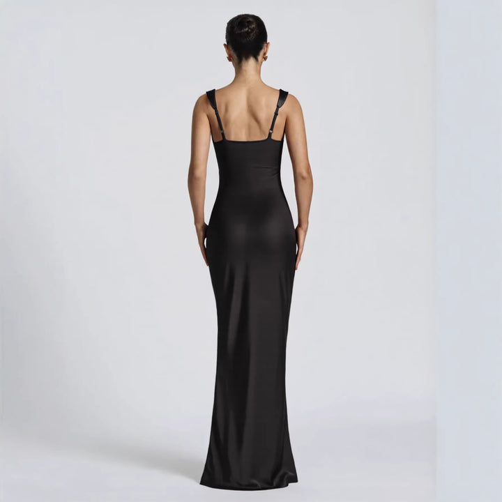 Damen Elegantes Satin-Maxi-Kleid mit figurschmeichelndem Design Lisslune
