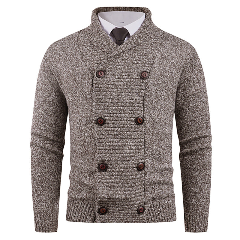 Men's cardigan with double button placket and fine texture Lisslune