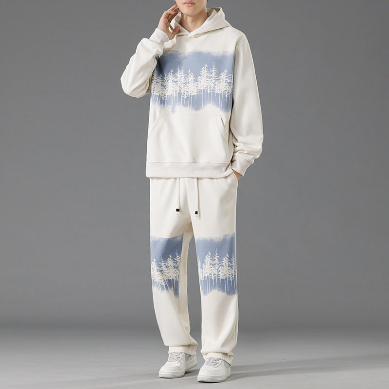 Men's leisure loungewear set with relaxed fit and creative tree print Lisslune