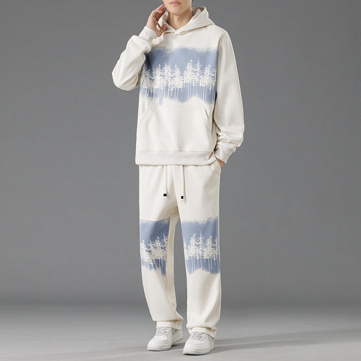 Men's leisure loungewear set with relaxed fit and creative tree print Lisslune
