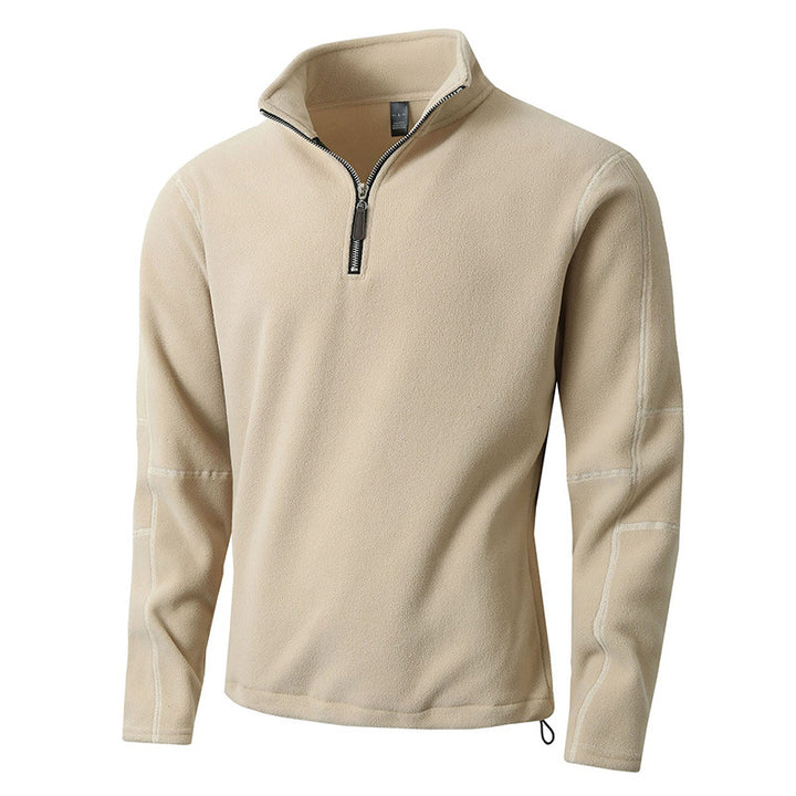 Men's fleece pullover with half-length zipper and stand-up collar Lisslune