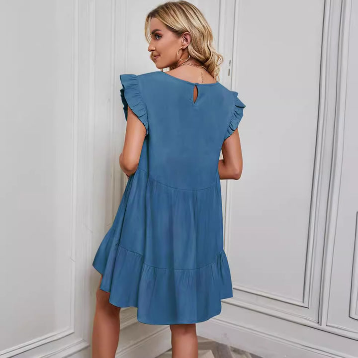 Women's Airy Casual Dress with Ruffle Details and Swing Skirt Lisslune