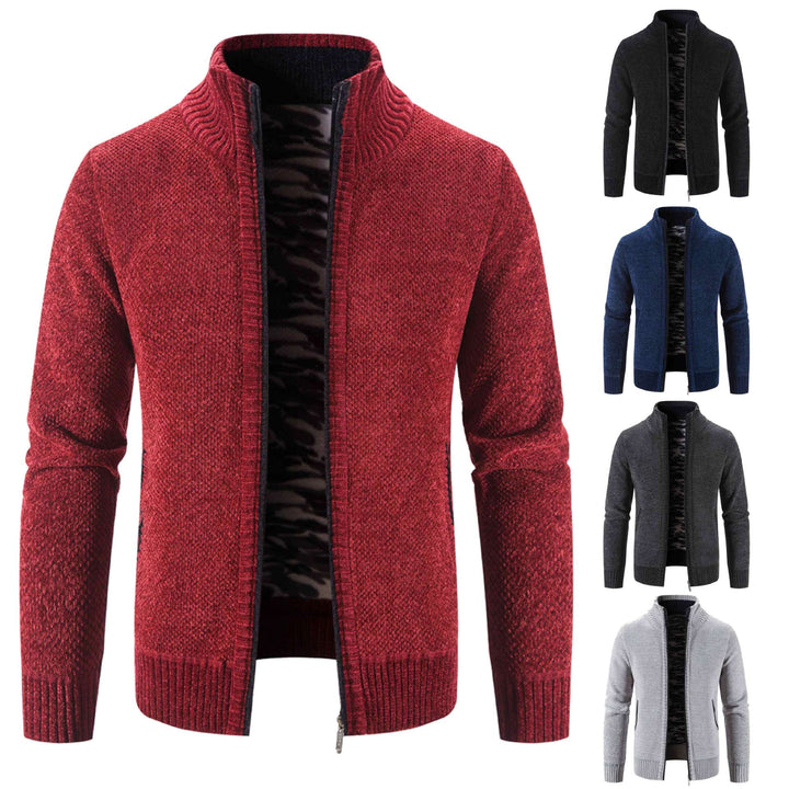 Men's cardigan with high collar and practical zip pockets Lisslune