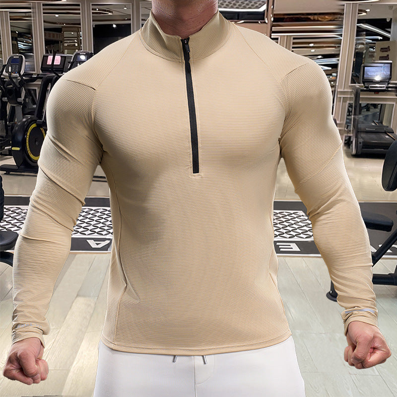 Men's long-sleeved sports top with half zipper Lisslune