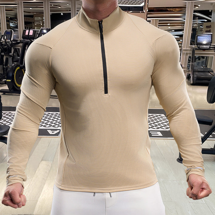 Men's long-sleeved sports top with half zipper Lisslune