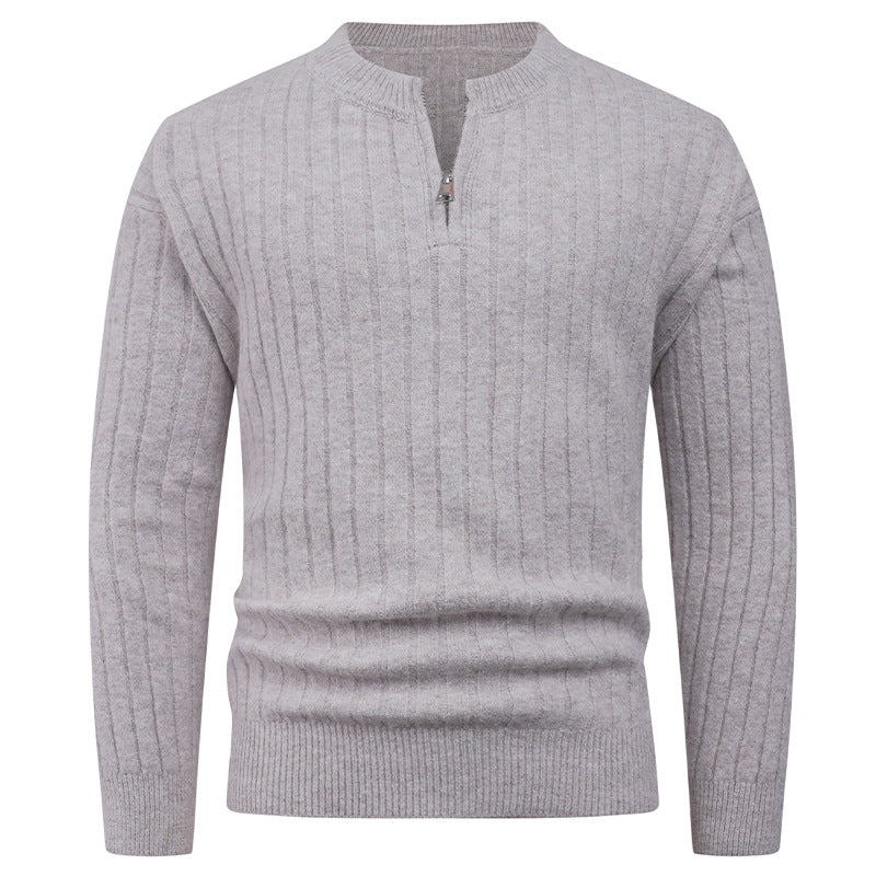 Men's knitted sweater with high collar and modern zipper Lisslune