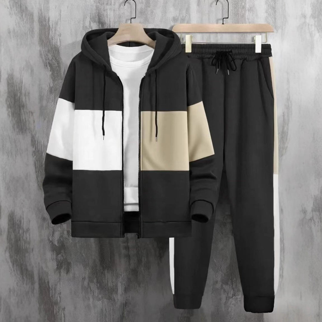 Men's sporty tracksuit set with contrasting color panels and practical pockets Lisslune