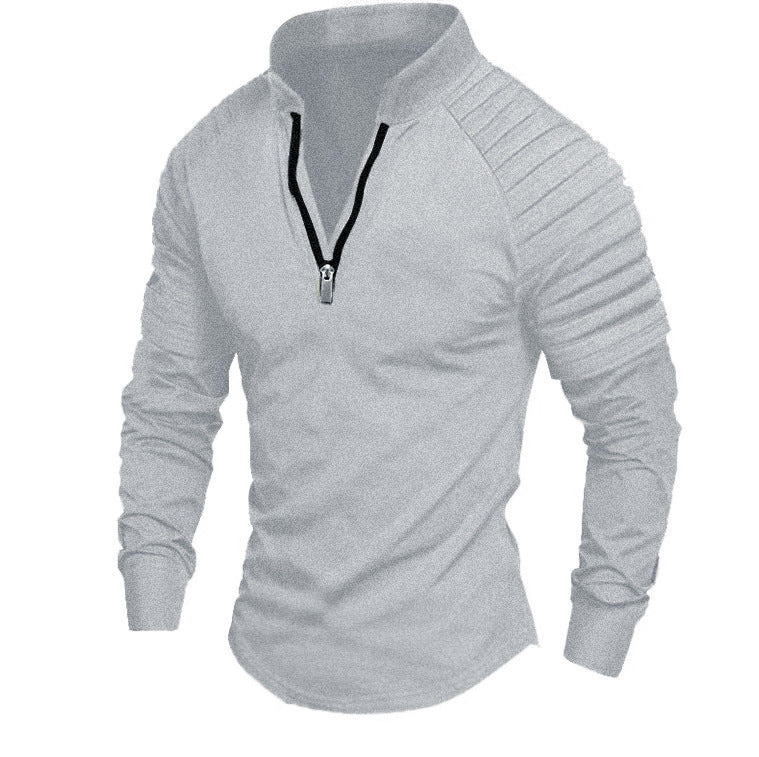 Men's training shirt with high collar and subtle zipper Lisslune