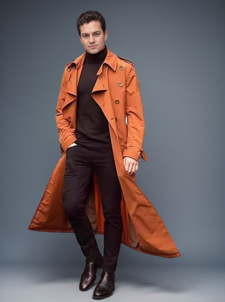 Men's Elegant Long Trench Coat Skorter