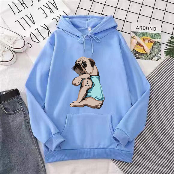 Women's hoodie with cute pug design Lisslune