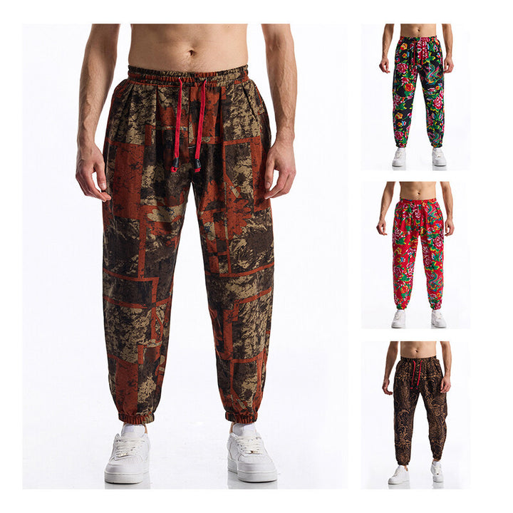 Men's leisure pants with floral design Lisslune