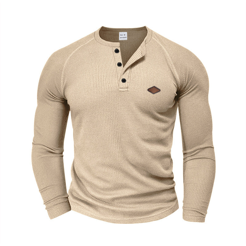 Men's Long Sleeve Shirt with Textured Fabric and Fashionable Button Details Lisslune