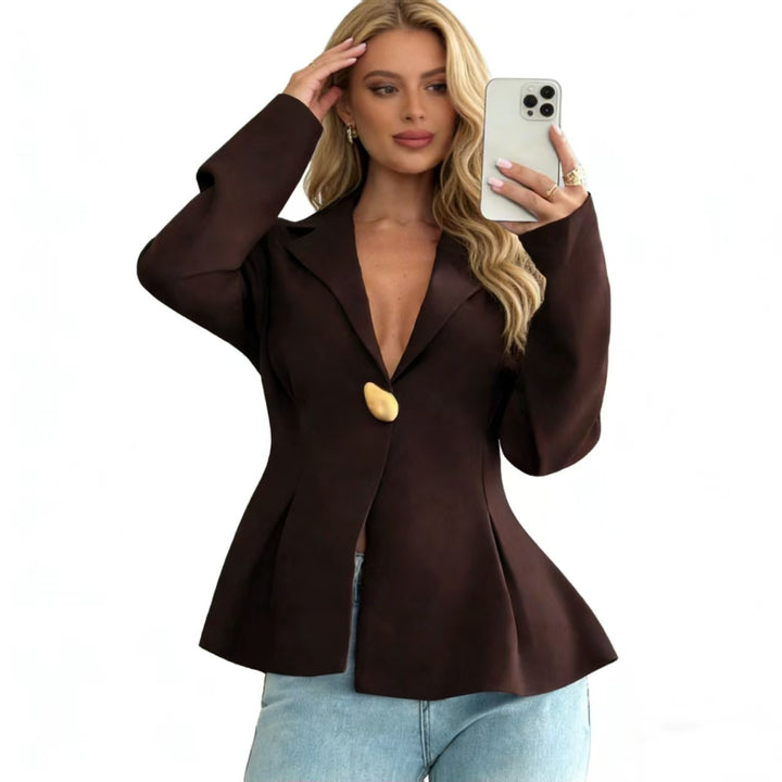 Women's Peplum Blazer with Unique Button Details Lisslune