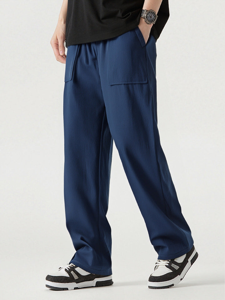 Men's Comfortable Cargo Pants with Practical Pockets and Elastic Waistband Lisslune