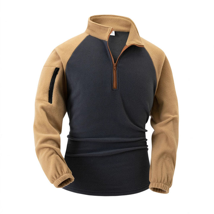 Men's fleece pullover with half zipper and functional pockets Lisslune