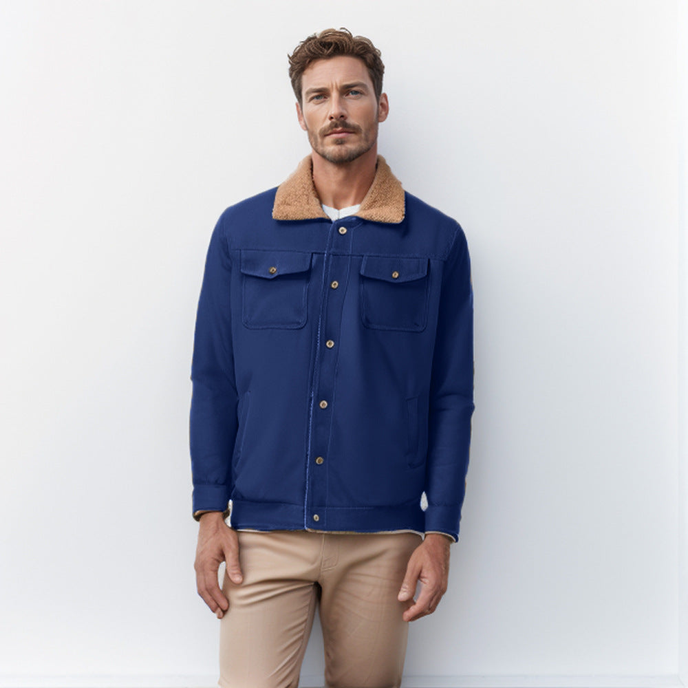 Men's casual jacket with synthetic fur collar and practical pockets Lisslune