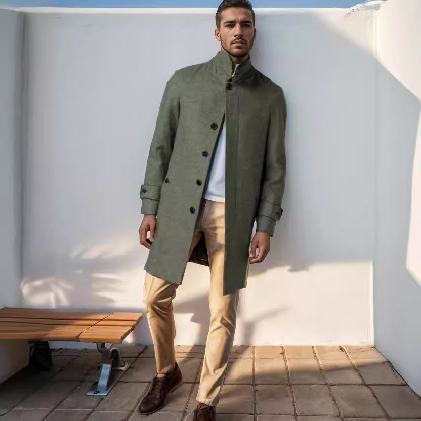 Men's elegant and tailored trench coat made of high-quality wool Lisslune