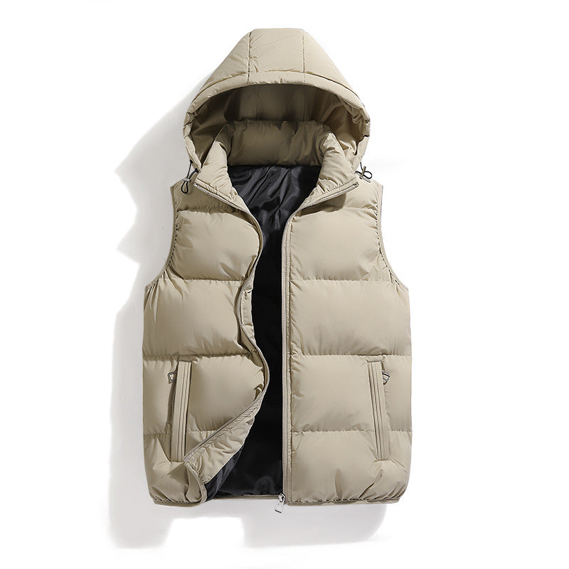 Men's quilted down vest with detachable hood and practical pockets Lisslune