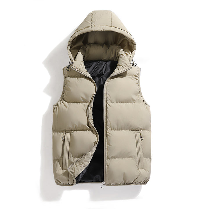 Men's quilted down vest with detachable hood and practical pockets Lisslune