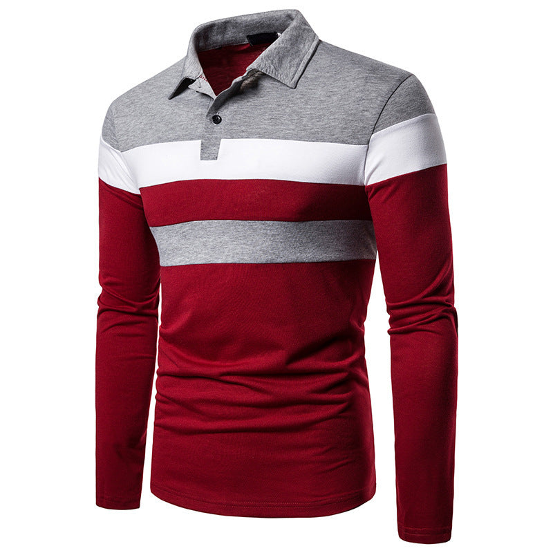 Men's long-sleeve polo shirt with sporty color block design Lisslune