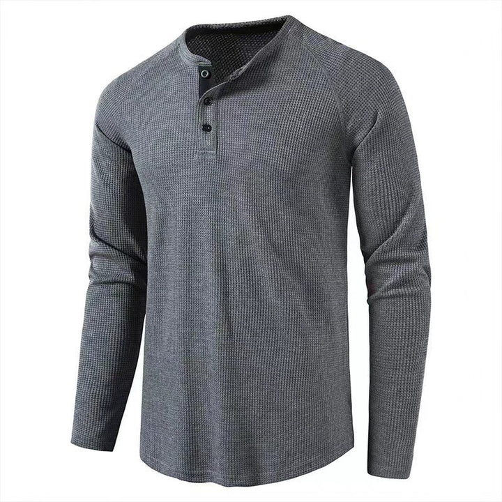 Men's long-sleeve shirt in modern waffle knit with button placket Lisslune