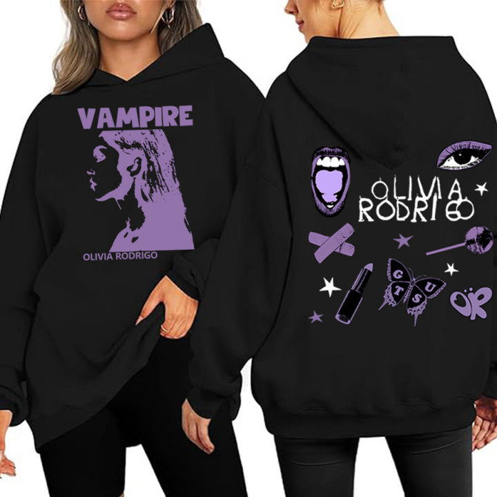 Women's hoodie with artistic vampire print and oversized fit Lisslune