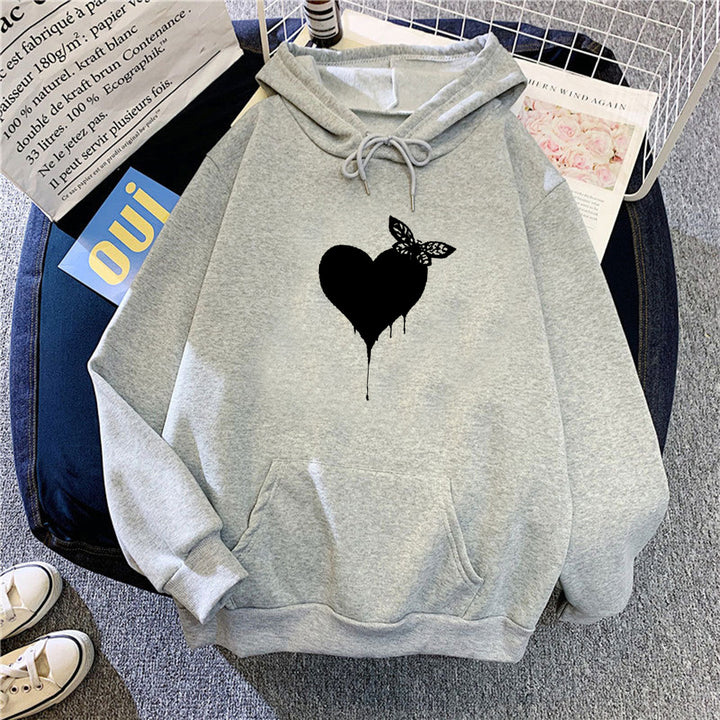 Women's Hoodie with Creative Heart Design Lisslune