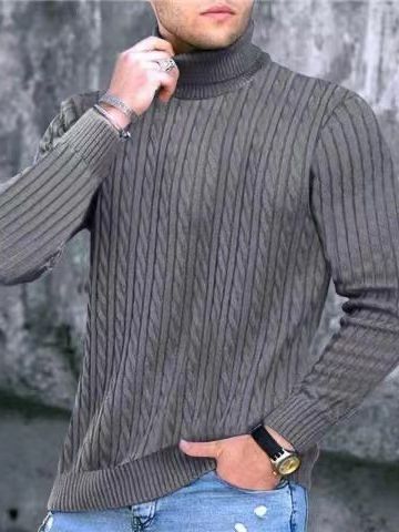 Men's turtleneck sweater with textured knit pattern Lisslune