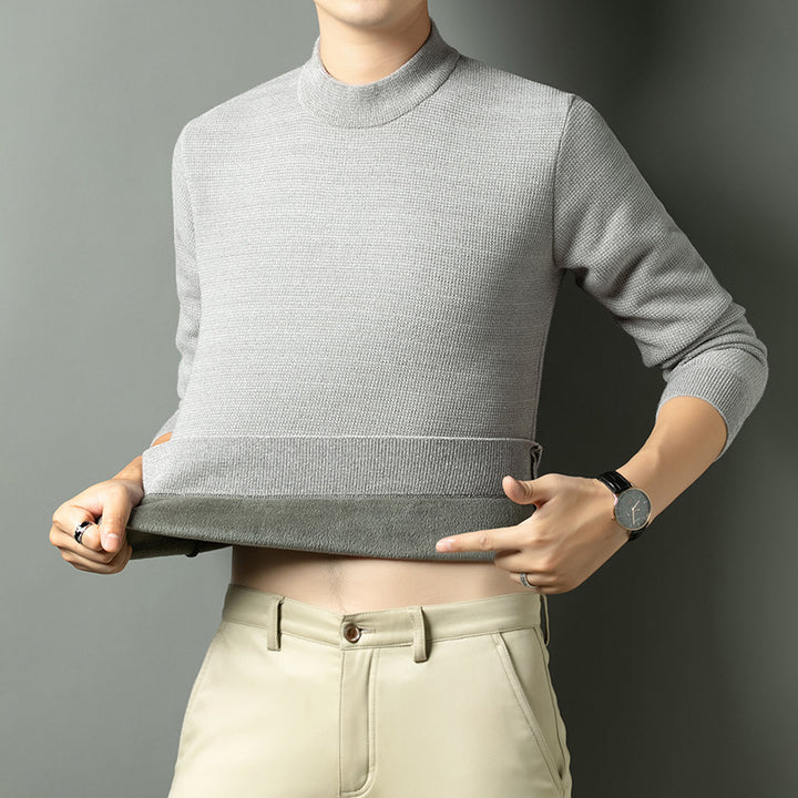 Men's Fine Knit Sweater with High Collar Lisslune