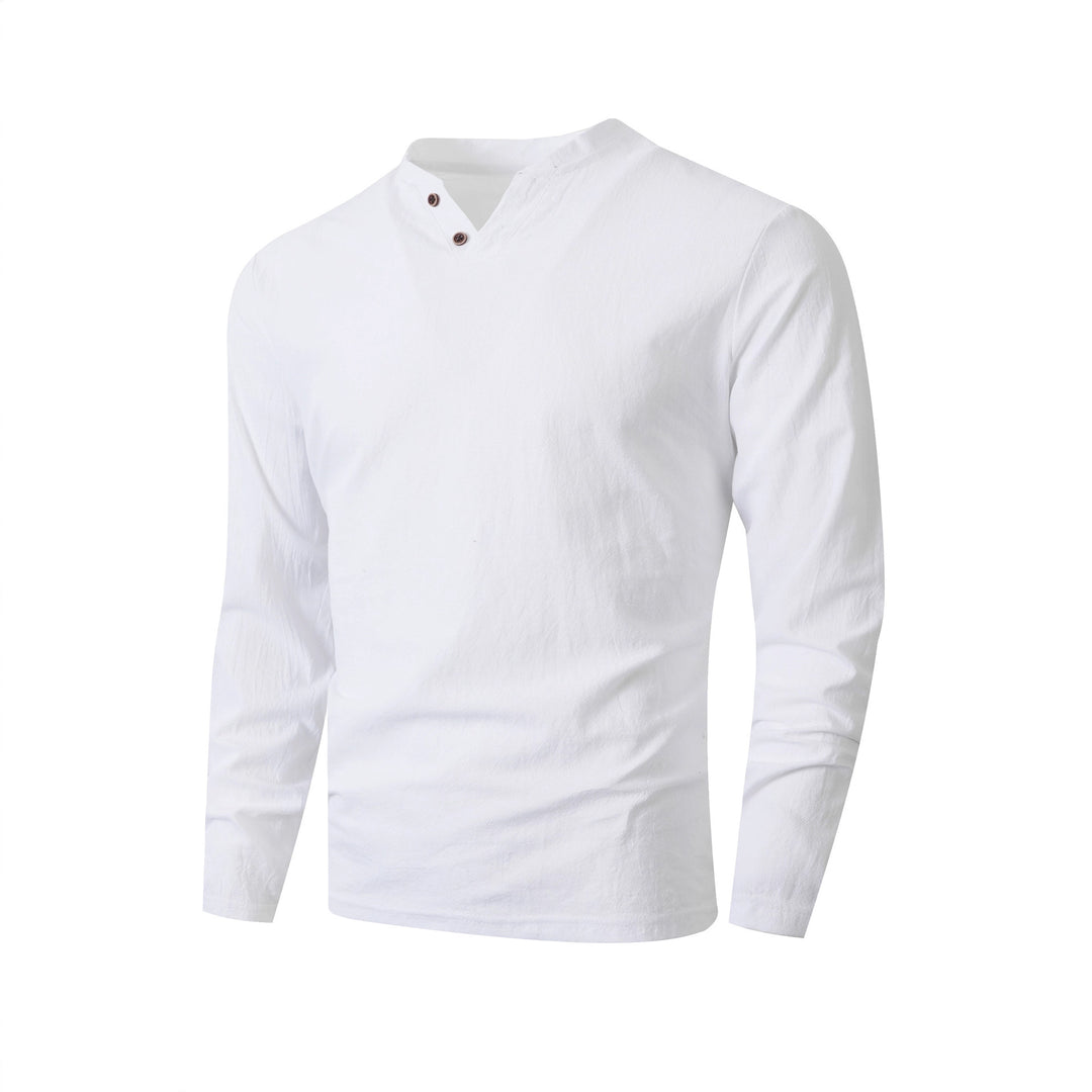 Men's Long Sleeve Shirt with Modern Stand-Up Collar and Elegant Buttons Lisslune