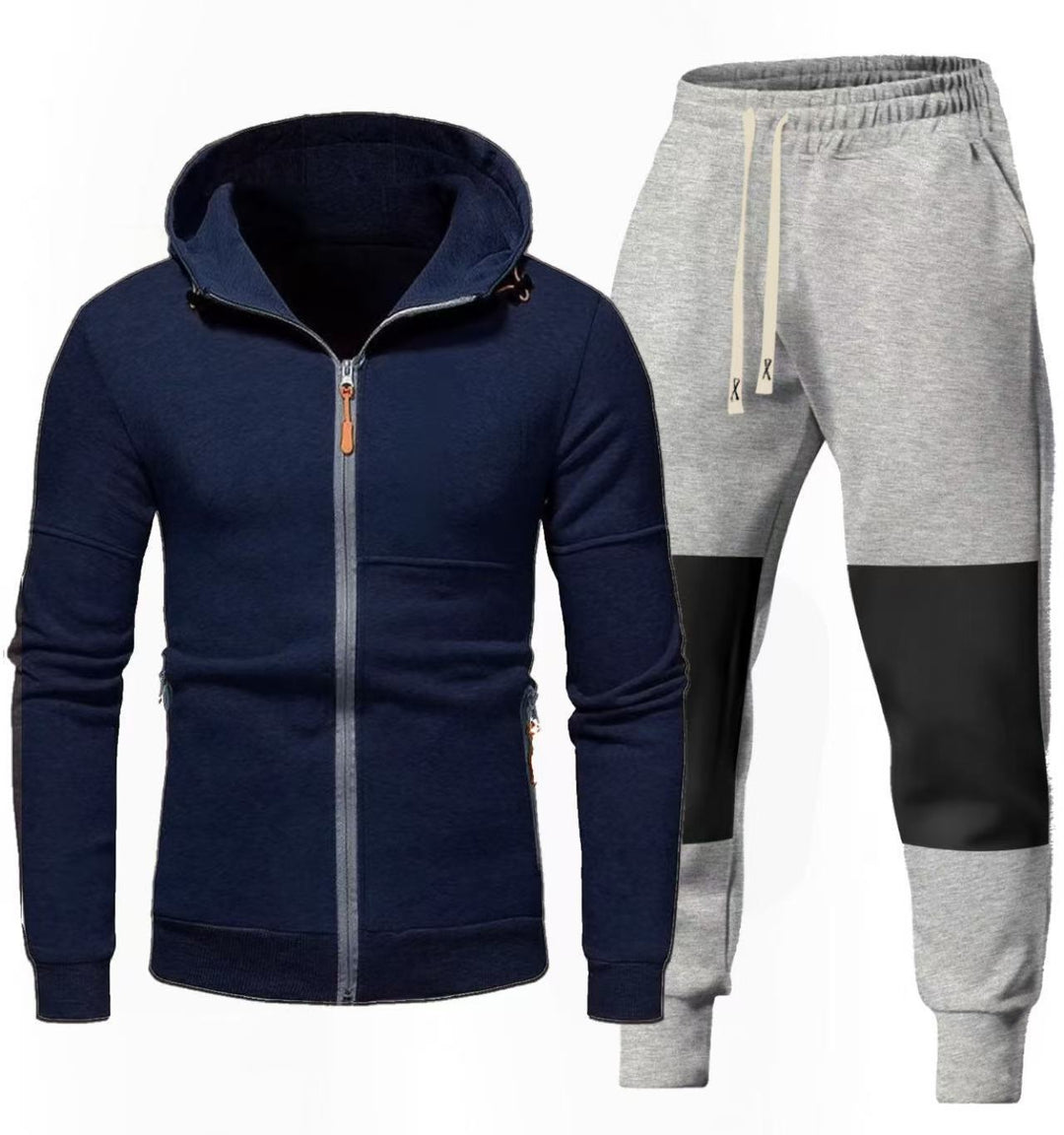 Men's Sports Hoodie and Jogging Pants Set with Functional Zipper Pockets Lisslune