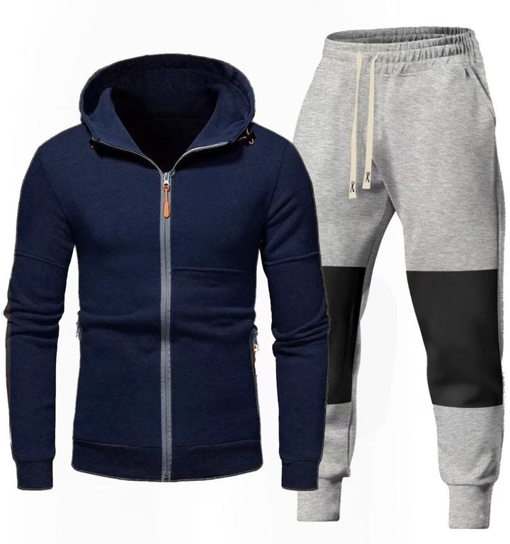 Men's Sports Hoodie and Jogging Pants Set with Functional Zipper Pockets Lisslune