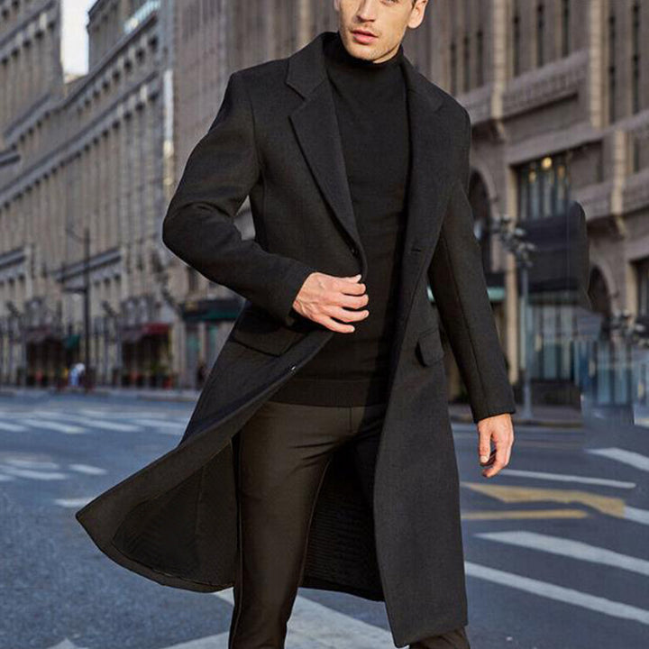 Men's elegant, classic long coat with structured cut Lisslune