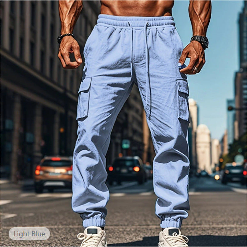Men's cargo pants made of breathable material with an elastic waistband and practical pockets Lisslune