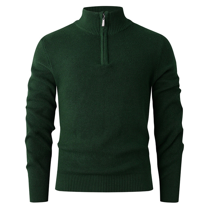 Men's knit sweater with modern stand-up collar and functional zipper Lisslune