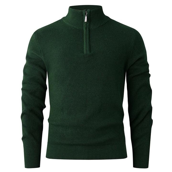 Men's knit sweater with modern stand-up collar and functional zipper Lisslune