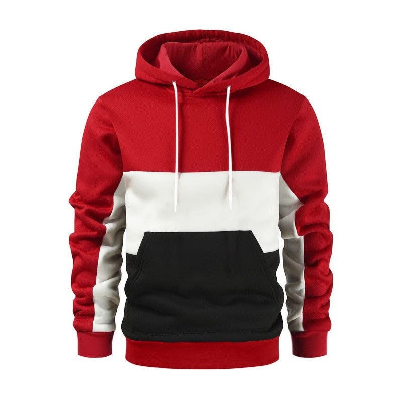 Men's sporty hooded sweatshirt with contrasting color block design Lisslune