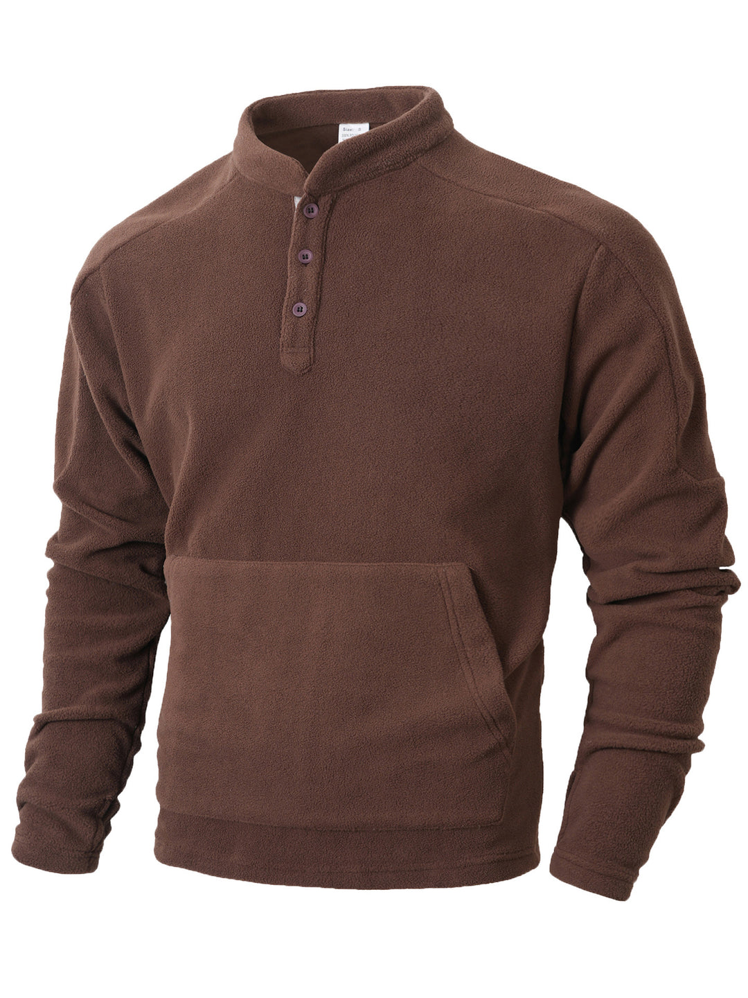 Men's fleece pullover with fashionable stand-up collar and practical button details Lisslune