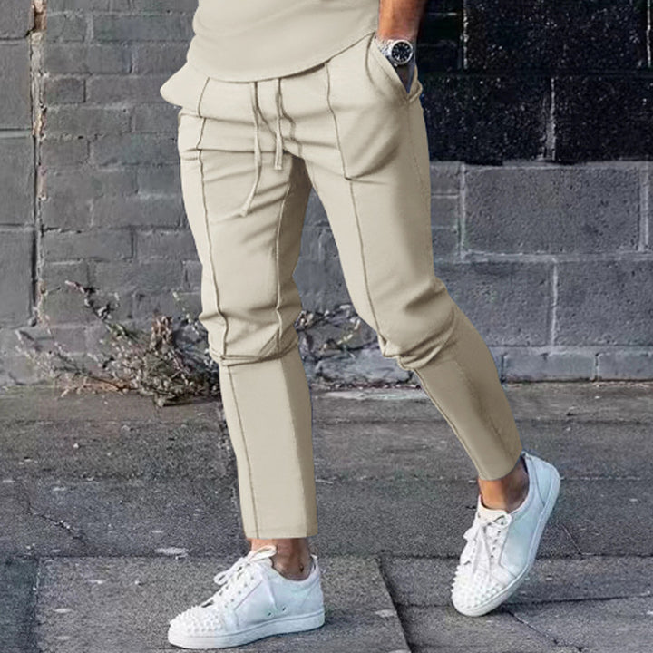 Men's Sporty Casual Pants with Side Pockets and Elastic Waistband Lisslune
