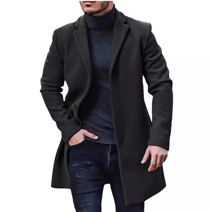 Men's elegant wool coat with modern cut and practical pockets Lisslune