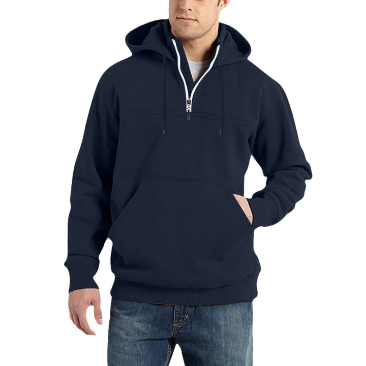 Men's stylish hoodie with half zipper and practical kangaroo pockets Lisslune
