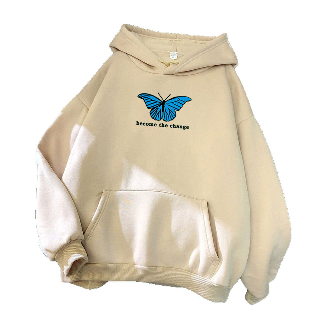 Women's hoodie with modern butterfly motif and inspiring inscription Lisslune