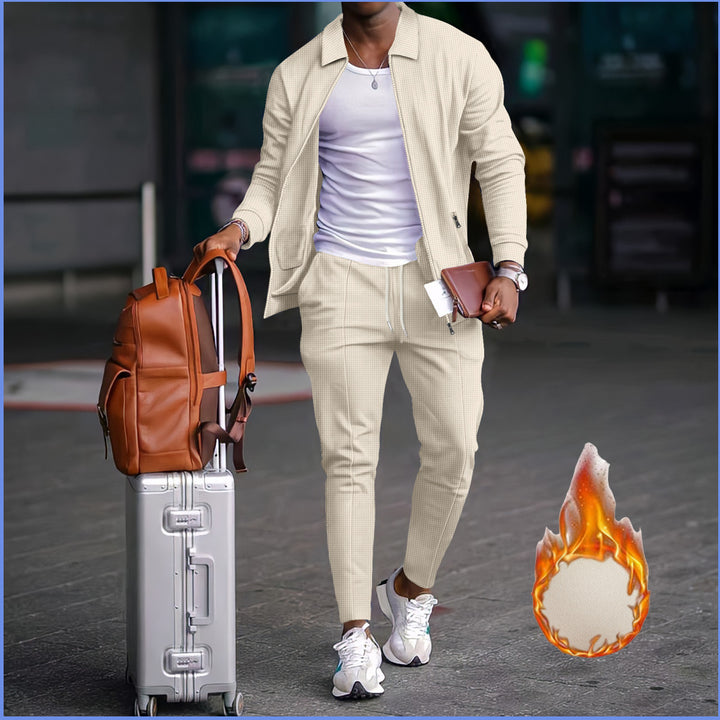 Men's sporty leisure suit with textured design and elastic waistband Lisslune