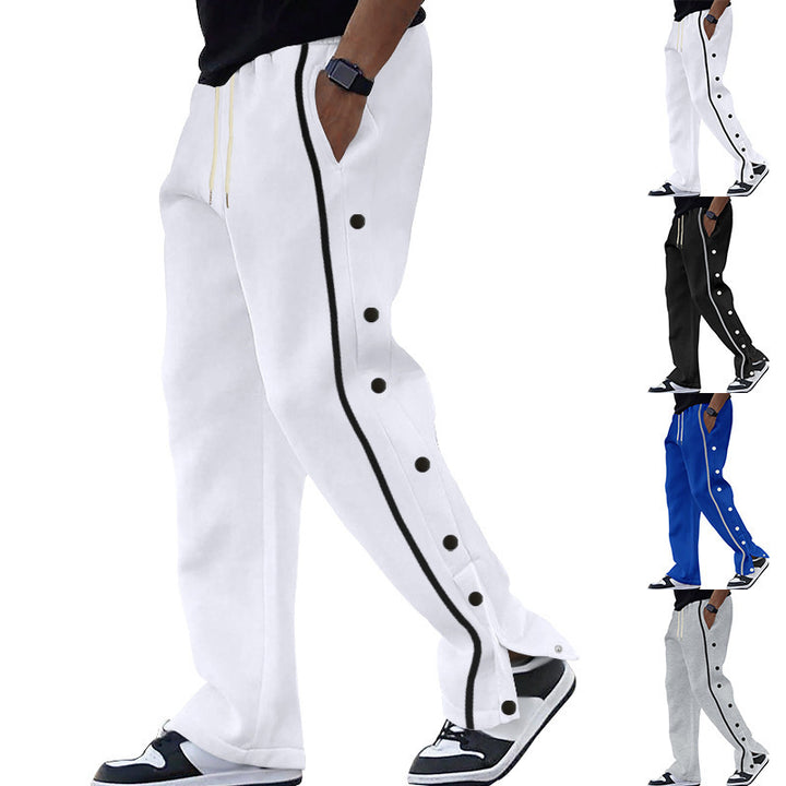 Men's sporty leisure pants with side print and three press studs Lisslune