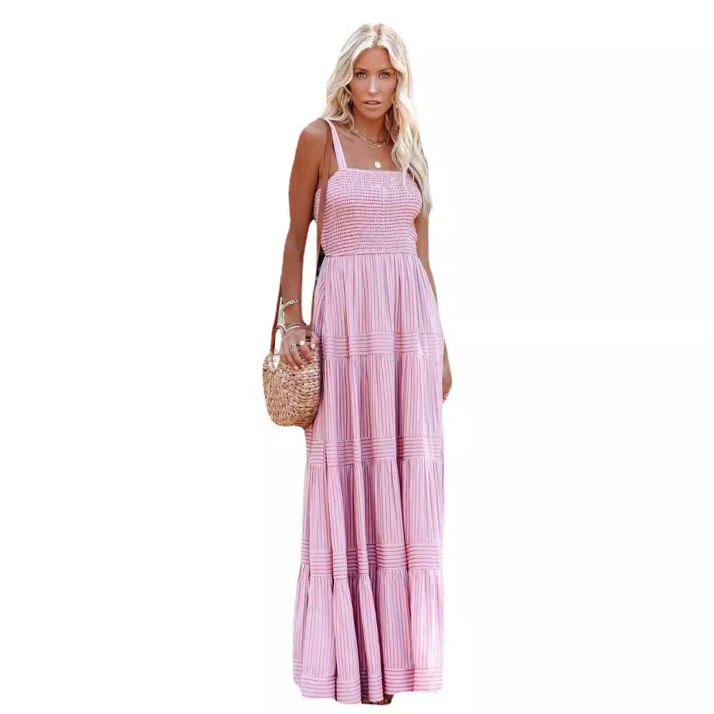 Ladies maxi dress with light ruffle style and elastic bustier Lisslune