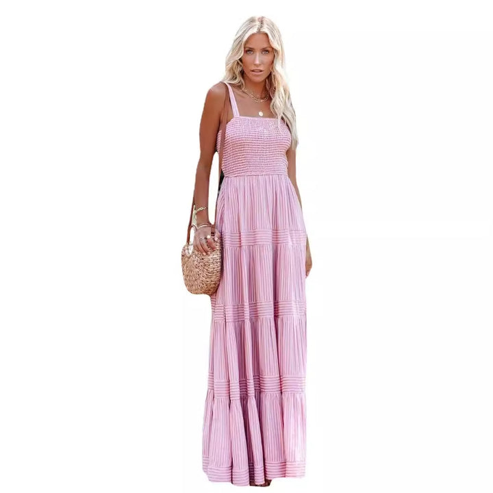 Ladies maxi dress with light ruffle style and elastic bustier Lisslune