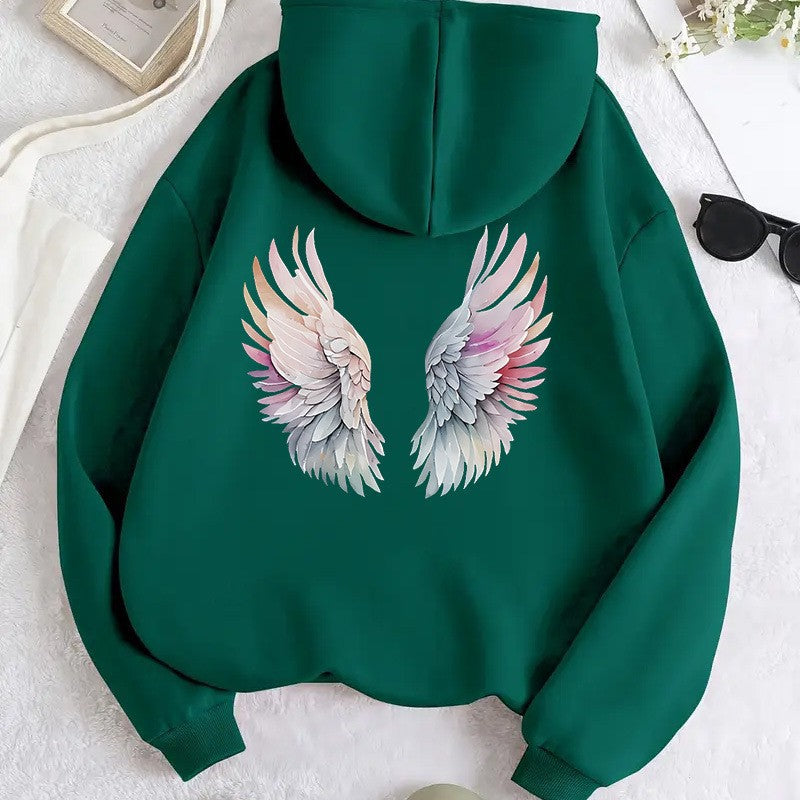 Women's hoodie with stylish angel wing design Lisslune