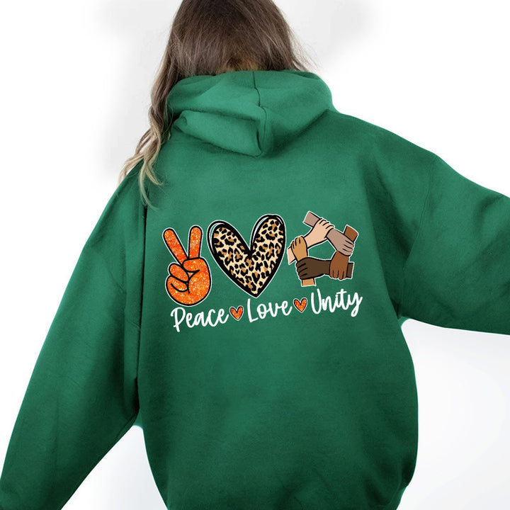 Women's hoodie with high-quality Peace-Love-Unity design Lisslune