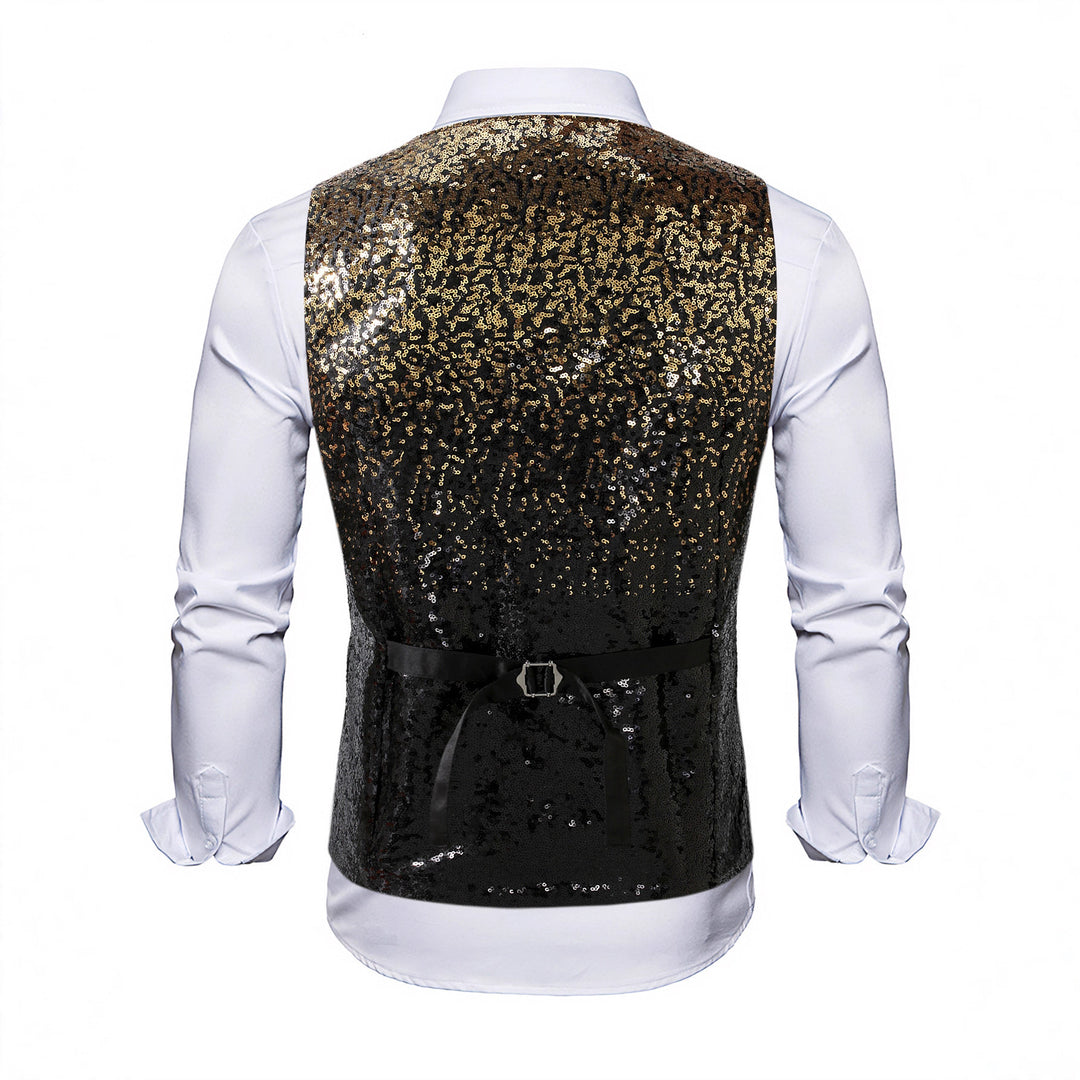 Men's Elegant Sequin Vest with Classic Cut and Luxurious Shine Lisslune