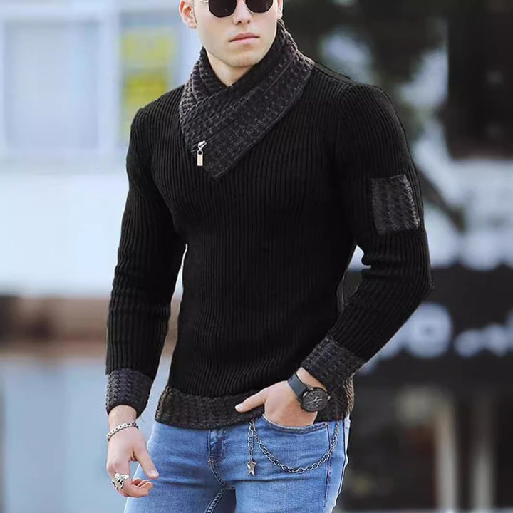 Men's knit sweater with high collar and textured design Lisslune